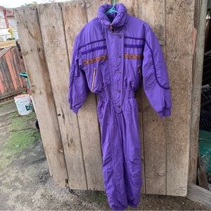 Vtg Skiing Passport Skisuit Size 6 One Piece Snow Purple Design 90’s